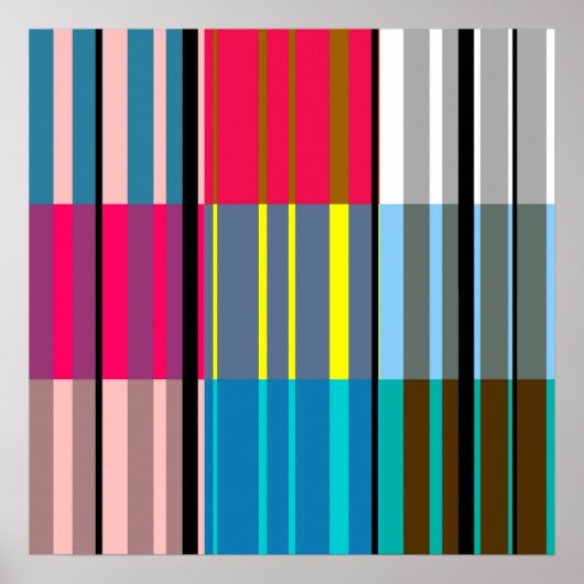 ヴィンテージポップ・アートのアカラフルーストライプトのパターン#3ポスター ポスター (正面)