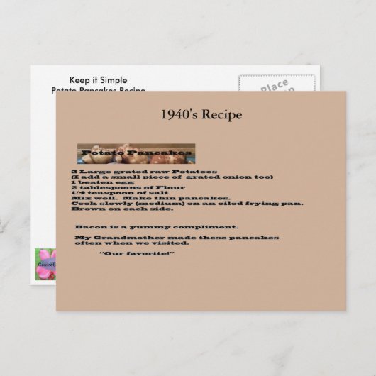 ヴィンテージポテトパンケーキレシピはがき ポストカード (正面/裏面)