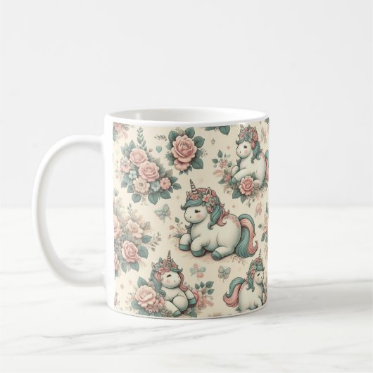 ヴィンテージポニーの楽しい開花 コーヒーマグカップ (左)