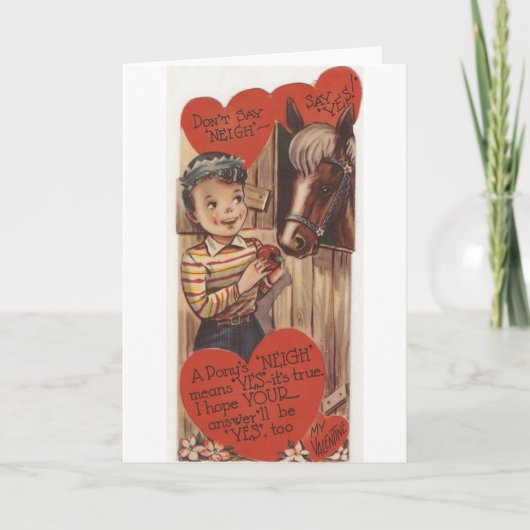 ヴィンテージポニーバレンタインデーのグリーティングカード シーズンカード (正面)