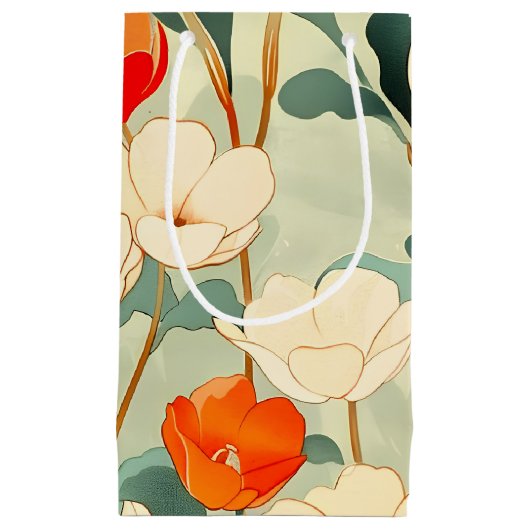 ヴィンテージポピーの花 スモールペーパーバッグ (正面)