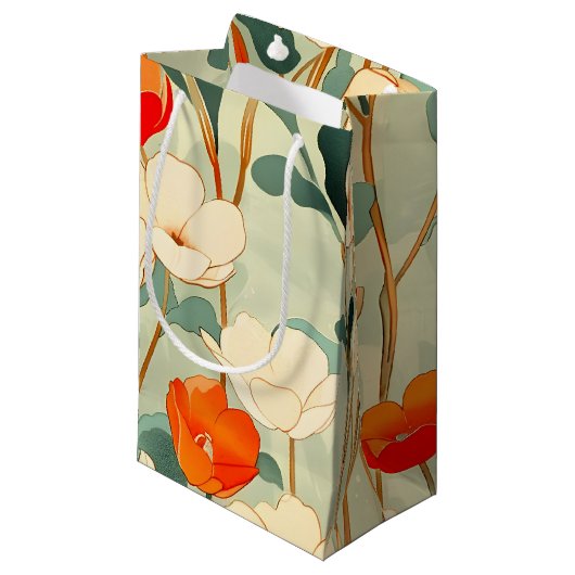 ヴィンテージポピーの花 スモールペーパーバッグ (正面アングル)
