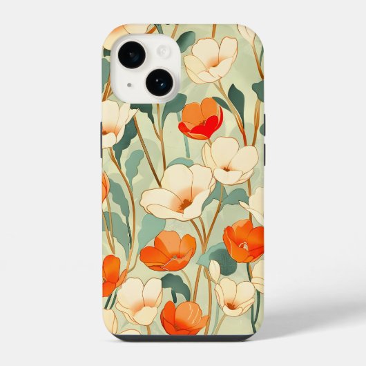 ヴィンテージポピーの花 iPhoneケース (裏面)
