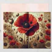 ヴィンテージポピースクラップブック紙 – シャビーシックフローラ (正面/裏面)