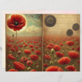 ヴィンテージポピースクラップブック紙 – シャビーシックフローラ (正面/裏面)