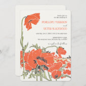 ヴィンテージポピーフィールドレタープレススタイル結婚 招待状 (正面/裏面)