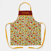 ヴィンテージポピーフラワーズオレンジレッドフローラルパターン エプロン (正面)