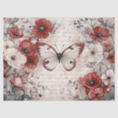 ヴィンテージポピーフローラと蝶の切り離 薄葉紙 (正面)