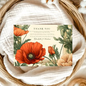 ヴィンテージポピーフローラアールヌーボー結婚ズ サンキューカード