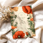 ヴィンテージポピーフローラアールヌーボー結婚ズ 招待状