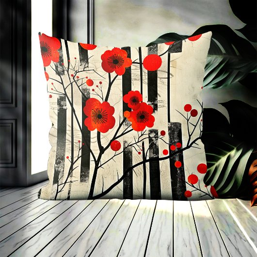 ヴィンテージポピー抽象芸術フローラ装飾用クッション クッション