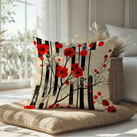 ヴィンテージポピー抽象芸術フローラ装飾用クッション クッション