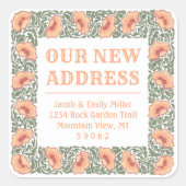 ヴィンテージポピー新しいアドレス封筒用シール スクエアシール (正面)