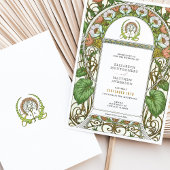 ヴィンテージポピー結婚ズアールヌーボー 招待状