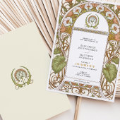 ヴィンテージポピー結婚ズアールヌーボー 招待状