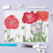 ヴィンテージポピー花，デコページ 薄葉紙 (クラフト)