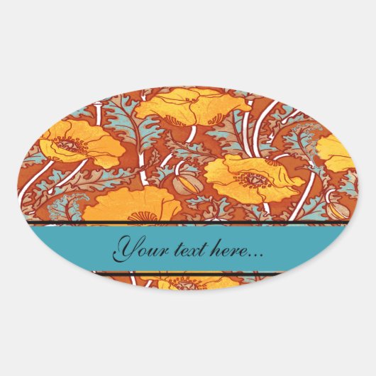 ヴィンテージポピー～オーバルステッカー 楕円形シール (正面)