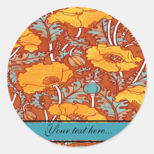 ヴィンテージポピー～サークルステッカー ラウンドシール (正面)