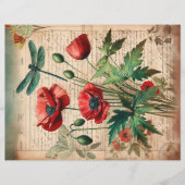 ヴィンテージポピー&ドラゴンフライ植物学エフェメラ (正面)
