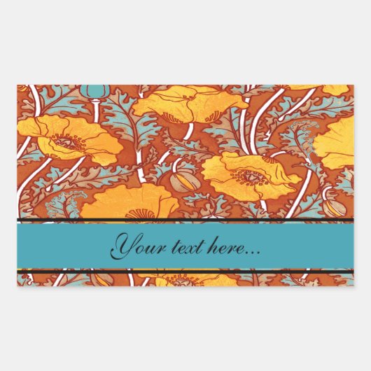 ヴィンテージポピー～長方形ステッカー 長方形シール (正面)