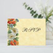 ヴィンテージポピーRSVP招待状テンプレート 出欠カード (スタンド正面)