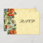 ヴィンテージポピーRSVP招待状テンプレート 出欠カード (正面/裏面)