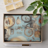 ヴィンテージポメラニア犬シームレスイラストレーション 薄葉紙 (ギフト)