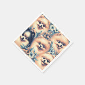 ヴィンテージポメラニア犬ドッグイラストレーション スタンダードカクテルナプキン (角)