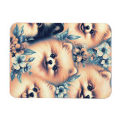 ヴィンテージポメラニア犬ドッグイラストレーション マグネット (横)