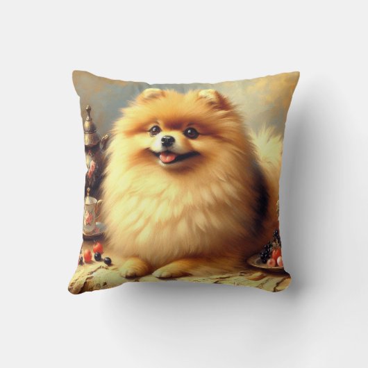 ヴィンテージポメラニア犬ド絵を描ッグ クッション (裏面)