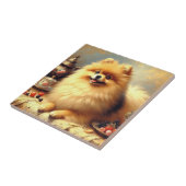 ヴィンテージポメラニア犬ド絵を描ッグ タイル (側面)