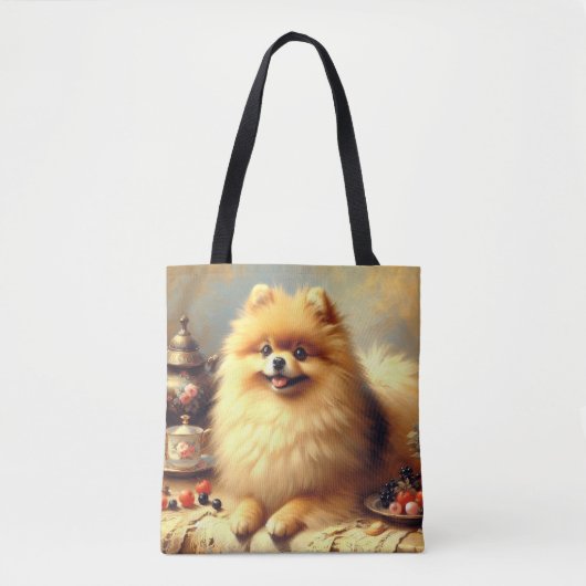 ヴィンテージポメラニア犬ド絵を描ッグ トートバッグ (正面)