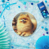 ヴィンテージポメラニア犬ド絵を描ッグ ペーパープレート (パーティー)