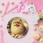 ヴィンテージポメラニア犬ド絵を描ッグ ペーパープレート (パーティー)