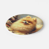 ヴィンテージポメラニア犬ド絵を描ッグ ペーパープレート (アングル)