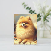 ヴィンテージポメラニア犬ド絵を描ッグ ポストカード (スタンド正面)