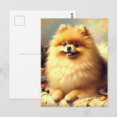 ヴィンテージポメラニア犬ド絵を描ッグ ポストカード (正面/裏面)