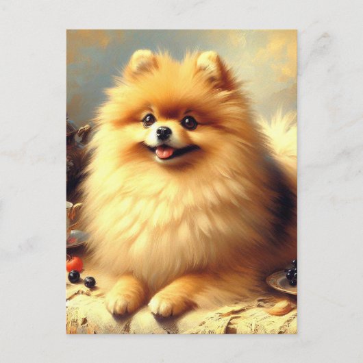 ヴィンテージポメラニア犬ド絵を描ッグ ポストカード (正面)