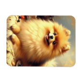 ヴィンテージポメラニア犬ド絵を描ッグ マグネット (横)
