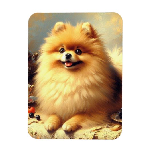 ヴィンテージポメラニア犬ド絵を描ッグ マグネット (縦)