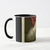 ヴィンテージポメラニア犬、マルテスドッグポートレート赤白 マグカップ (左)