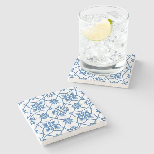 ヴィンテージポルトガルのアズレジョのタイル模様 ストーンコースター (横)