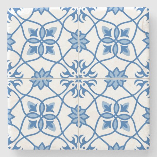 ヴィンテージポルトガルのアズレジョのタイル模様 ストーンコースター (正面)