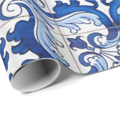 ヴィンテージポルトガルのアズレジョのタイル模様 ラッピングペーパー (ロールコーナー)