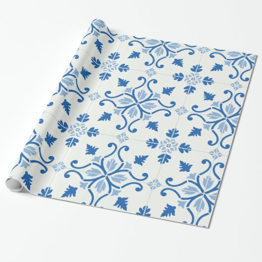 ヴィンテージポルトガルのアズレジョのタイル模様 ラッピングペーパー (アンロールド)