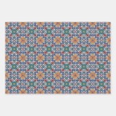 ヴィンテージポルトガルのアズレホスのタイル模様 ラッピングペーパーシート (正面)