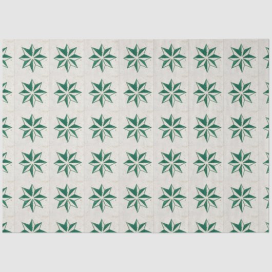 ヴィンテージポルトガルのアズレヨス星グリーンデクページ 薄葉紙 (正面)