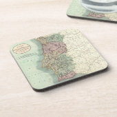 ヴィンテージポルトガルの地図（1801年） コースター (左側)