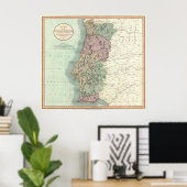 ヴィンテージポルトガルの地図（1801年） ポスター (ホームオフィス)