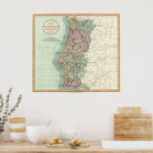 ヴィンテージポルトガルの地図（1801年） ポスター (キッチン)